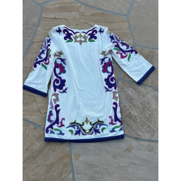 Anthropologie Maeve Olympia Dress S Embroidered Cotton Linen Tunic Boho Resort - Picture 3 of 4